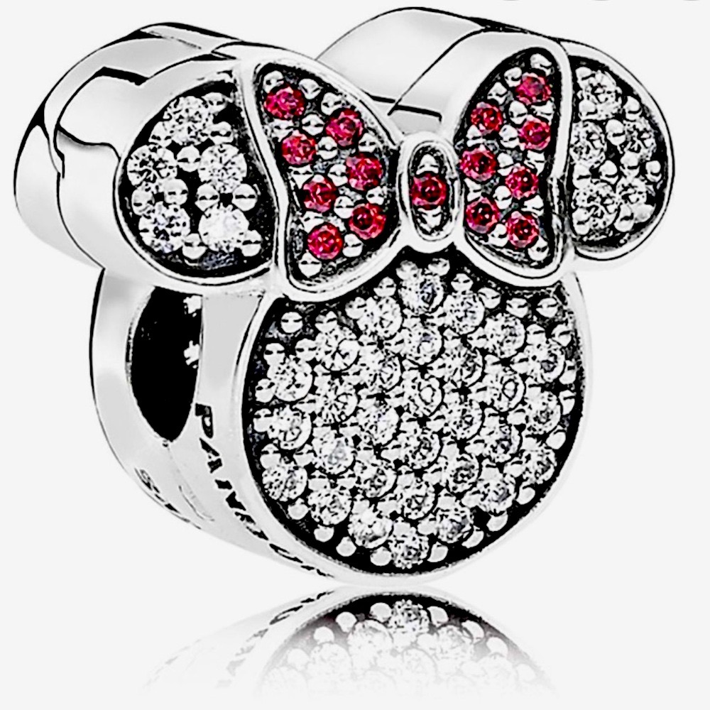 Pandora mini double sided slide beautiful charm sterling and Chrystal’s